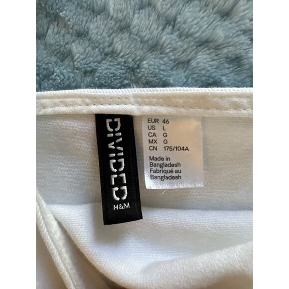 H&M White Denim Mini Dress Bachelorette Bridal Wedding Women's Large Tank Top - Picture 2 of 10